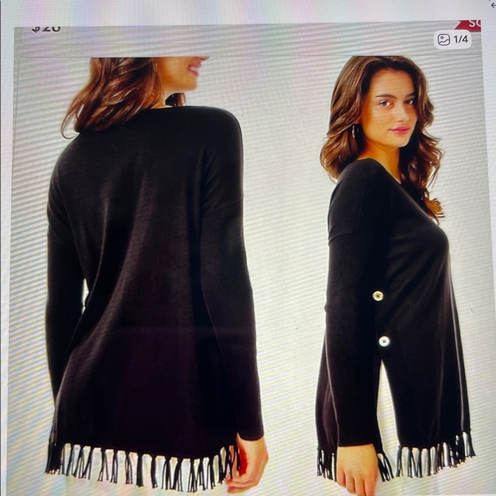 Lilly Pulitzer Ramona Fringe Sweater Black